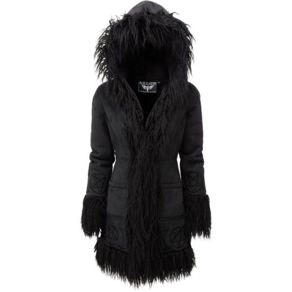 Killstar Die Anna Almost Infamous Shearling Coat - Size Small